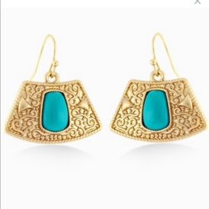 Gold/Turquoise Color Scroll Earring